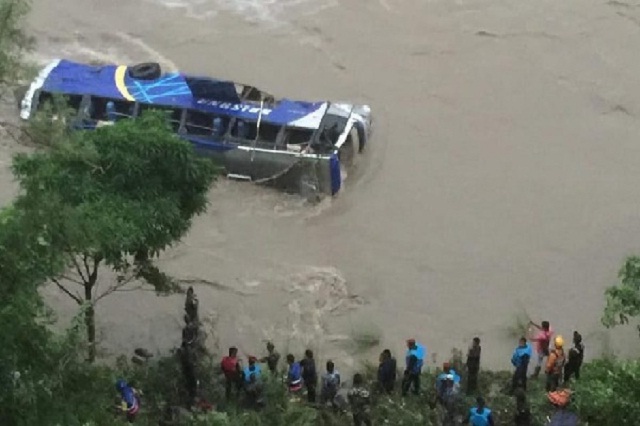 Bus falls into Trishuli River in Nepal