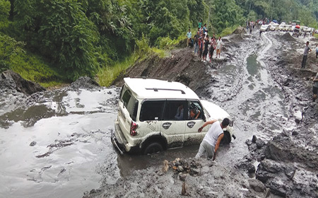 Pathetic condition of Doimukh-Potin road angers commuters