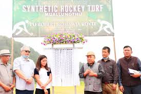 Mizoram sports minister lays foundation stone for synthetic turf at Muallungthu