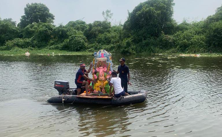 રાજકોટ માં ૭ સ્થળે ગણેશજીની મૂર્તિઓનું વિસર્જન.